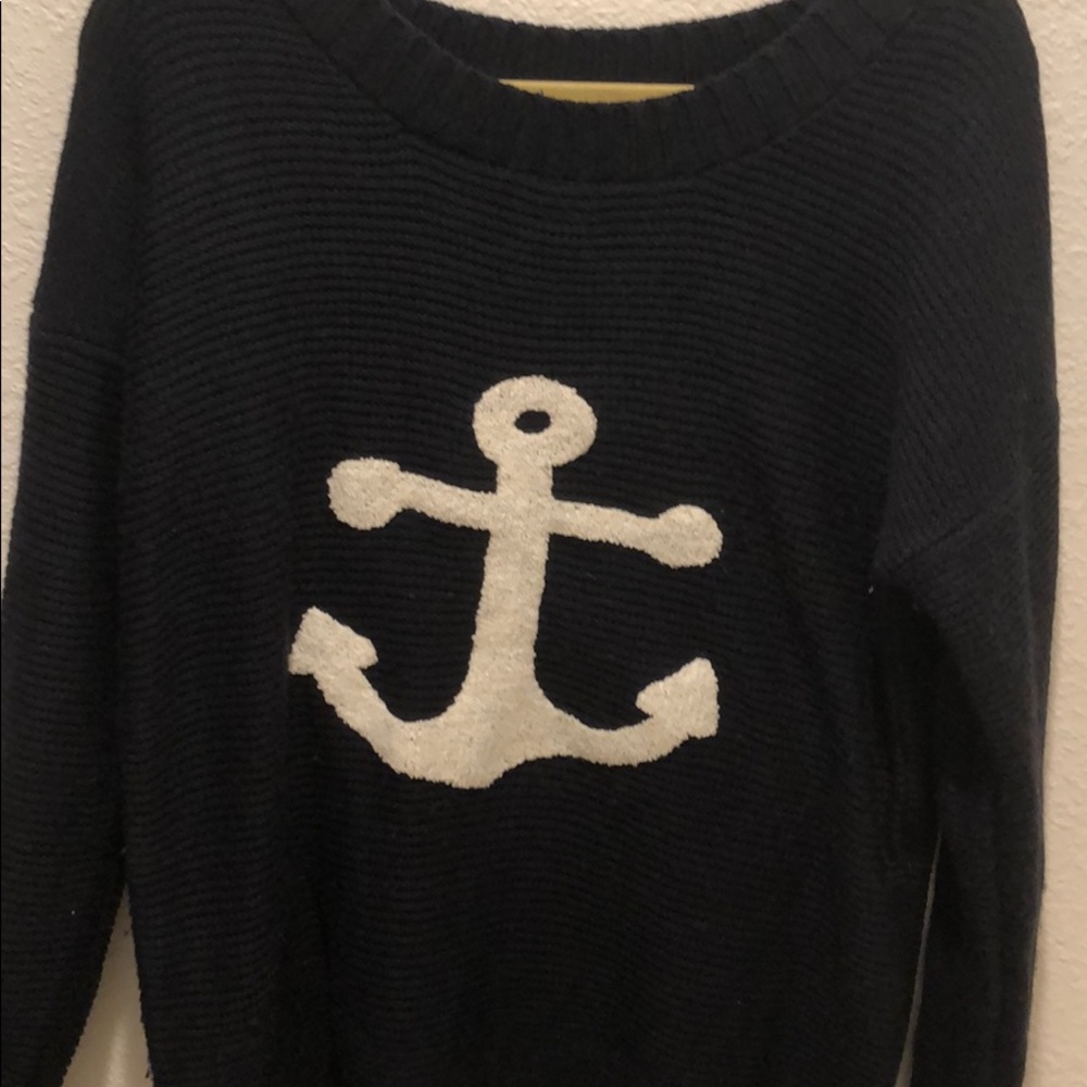 Navy blue white anchor sweater